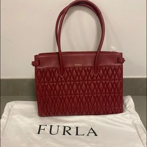Furla Leather Satchel  Red
